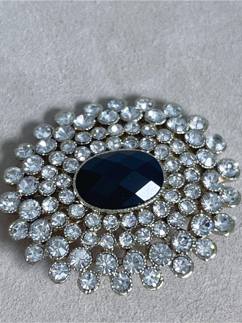 Vintage Monet Crystal Brooch with Black Center Stone